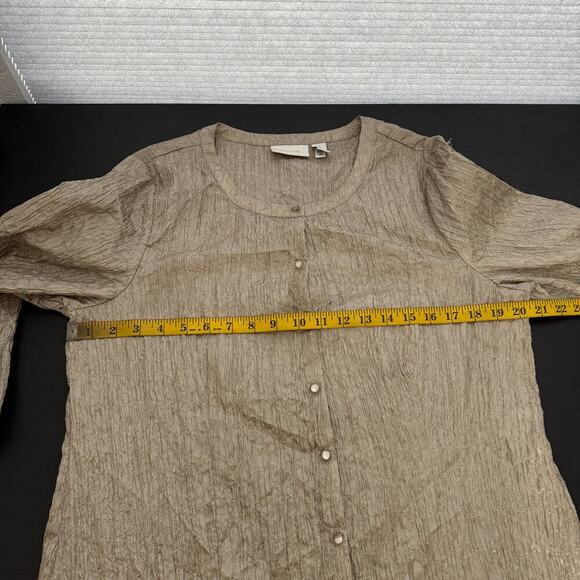 Chico’s Textured Gold-Tone Button Front Unlined Tunic Top Women's Size Medium - Picture 14 of 16
